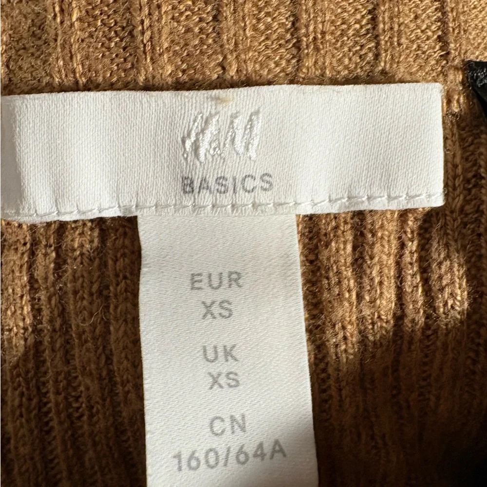 H&M Flare Leg Leggings Womens Sz XS Stretch Pull-On Brown Stretch Linen Blend